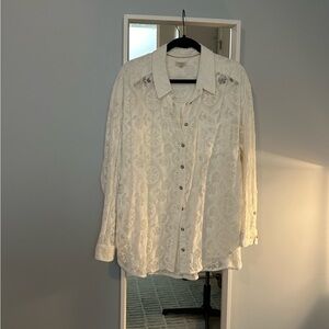 Pilcro lace button down blouse
